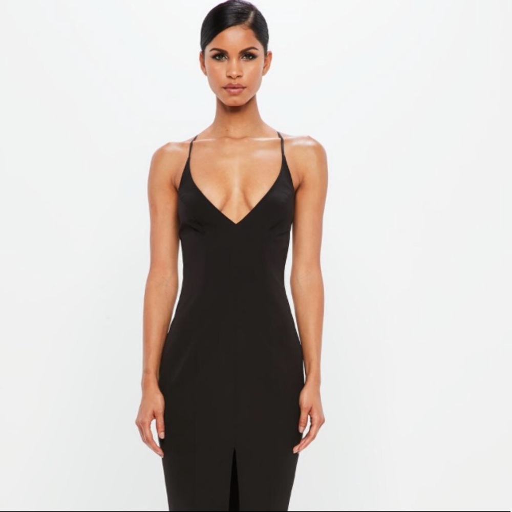Peace + Love Black Slip Fishtail Maxi Dress